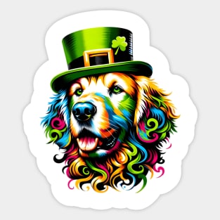 Curly-Coated Retriever Celebrates Saint Patrick's Day Sticker